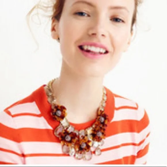 NWT preppy luxury J. Crew flower crystal and tortoise statement necklace